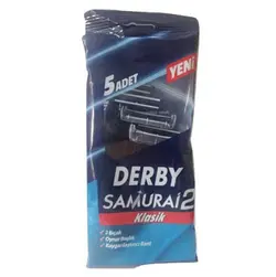 تیغ خودتراش دربی دو لبه پاکتی مدل سامورایی 5 عددی