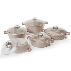 سرویس قابلمه ۱۰ پارچه چدن کویر مدل ویکتوریا | فروشگاه اینترنتی هگمتان کالا