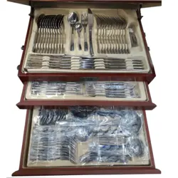 سرویس قاشق چنگال چمدانی 128 پارچه عرشیا مدل TM1401-1186 | فروشگاه اینترنتی هگمتان کالا