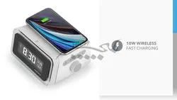 پاوربانک ساعت وایرلس مومکس MOMAX 4-in-1 Digital Alarm Clock with Wireless Charging Station QC2CNW