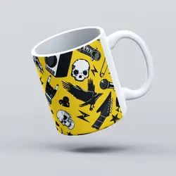 ماگ راک پترن زرد - هیچ استور - خرید اینترنتی اکسسوری فانتزی