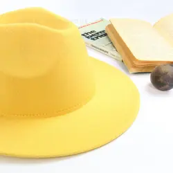 کلاه فدورا زرد - هیچ استور - خرید اینترنتی اکسسوری فانتزی