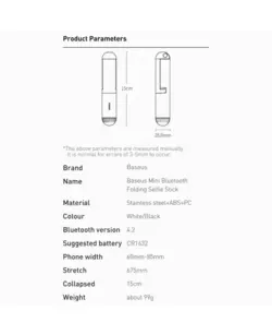 پایه مونوپاد باسئوس | Baseus Mini Bluetooth Folding Selfie Stick WS-19001