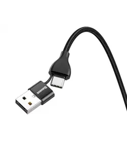 کابل تبدیل USB/Type-c به لایتنینگ باسئوس | Baseus 2 in 1 Dual Output Cable USB-A Type-C to iP