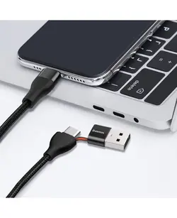 کابل تبدیل USB/Type-c به لایتنینگ باسئوس | Baseus 2 in 1 Dual Output Cable USB-A Type-C to iP