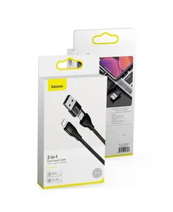 کابل تبدیل USB/Type-c به لایتنینگ باسئوس | Baseus 2 in 1 Dual Output Cable USB-A Type-C to iP