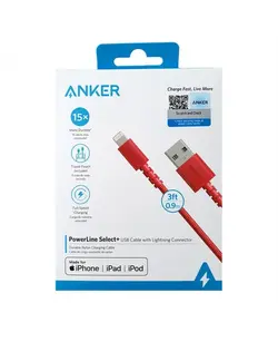 کابل تبدیل USB به لایتنینگ انکر | ANKER A8012 Powerline Select + 3 ft