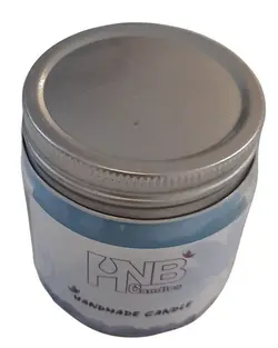 شمع شیشه ای آبی درب دار اکالیپتوس