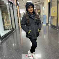 کاپشن دخترانه خزدار LV مشکی مناسب 6 تا 13 سال کد BC26