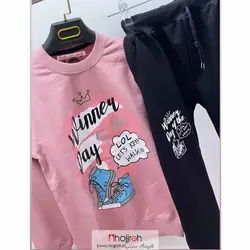 اطلاعات ، قیمت و خرید بلوز شلوار صورتی دخترانه نخ پنبه سایز 60 - 65 کد BC39