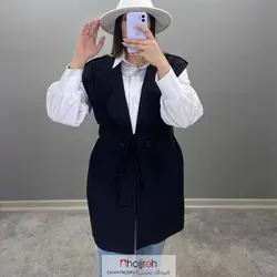 ست شومیز و وست کمردار مشکی کد AM24