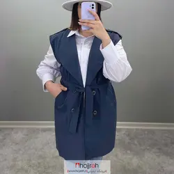 ست شومیز و وست کمردار آبی نفتی کد AM24