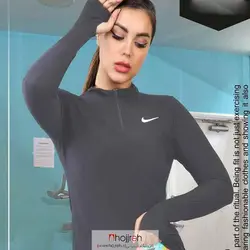 تیشرت آستین بلند استرج فینگر دار زنانه طوسی NIKE کد VM02