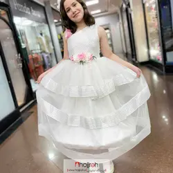 پیراهن عروس بچگانه مناسب سن 7 تا 12 سال سفید کد BC49