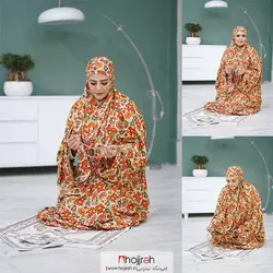 چادر نماز کیسه ای مقنعه سر خود طرح بته جقه کد MS09