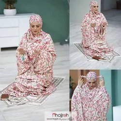 چادر نماز کیسه ای مقنعه سر خود طرح گل کد MS09