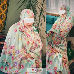 چادر نماز کیسه ای مقنعه سر خود طرح گل کد MS09
