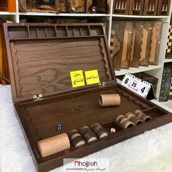 تخته نرد مدرن چوب راش و بلوط همراه با متعلقات کد TNS599