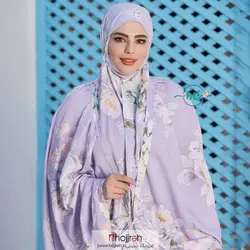 چادر نماز کیسه ای مقنعه سر خود طرح گل کد MS09