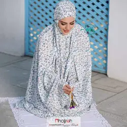 چادر نماز کیسه ای مقنعه سر خود طرح گل کد MS09