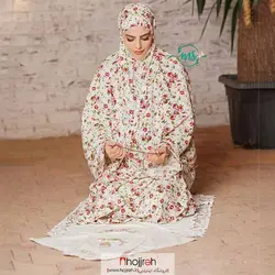 چادر نماز کیسه ای مقنعه سر خود طرح گل کد MS09