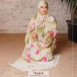 چادر نماز کیسه ای مقنعه سر خود طرح گل کد MS09
