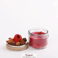 شمع فیتیله چوبی بانکه ای با تزئین