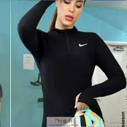 تیشرت آستین بلند استرج فینگر دار زنانه مشکی NIKE کد VM02