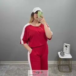 ست کراپ و شلوار بگ رنگ سرخابی کد AL132
