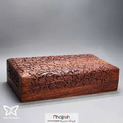 صندوق چوبی کنده کاری ۱۰ اینچ ( جا قاشق و چنگال ) | ارسال رایگان کد P70