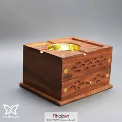 زیر سیگاری و جا سیگاری چوبی دو طبقه هندی لوکس کد P75