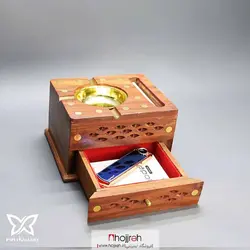 زیر سیگاری و جا سیگاری چوبی دو طبقه هندی لوکس کد P75