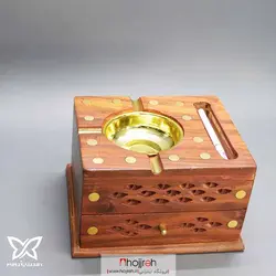 زیر سیگاری و جا سیگاری چوبی دو طبقه هندی لوکس کد P75