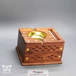 زیر سیگاری و جا سیگاری چوبی دو طبقه هندی لوکس کد P75