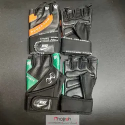 دستکش نیمه بدنسازی چرم مچ دار کد VM366