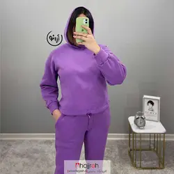 ست کراپ و شلوار جاگر بنفش کد AM10