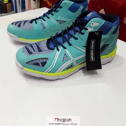 کفش والیبال آسیکس سبز فسفری سفید کد VM22