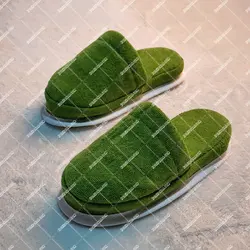 دمپایی حوله ای لژدار هنر رنگ سبز