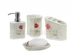 ست سرویس بهداشتی 4 تکه رزماری گل برجسته - فروشگاه آنلاین خانه و دکور Home & Decor Online Shopping Store فروشگاه آنلاین خانه و دکور