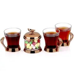 سرویس چایخوری تک استیل مدل لوپ (رزگلد) - مدل جدید - تخفیف ویژه