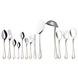 سرویس قاشق و چنگال 18 نفره ناب استیل طرح ونیز دور طلایی (116 پارچه) - مدل جدید - تخفیف ویژه