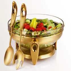 سوفله سالاد خوری تک استیل مدل لوپ (طلایی مات) - مدل جدید - تخفیف ویژه