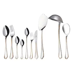 سرویس قاشق و چنگال 24 نفره ناب استیل طرح ونیز دور طلایی (98 پارچه) - مدل جدید - تخفیف ویژه