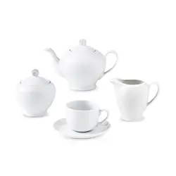 سرویس چینی زرین 6 نفره چای خوری سفید (17 پارچه)