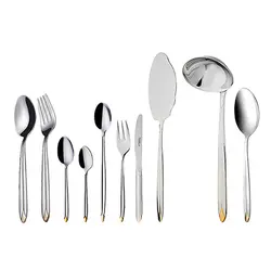 سرویس قاشق و چنگال 24 نفره ناب استیل طرح پالرمو دور طلایی (98 پارچه) - مدل جدید - تخفیف ویژه