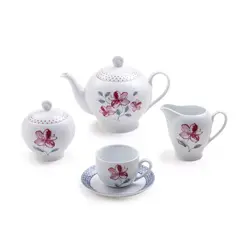 سرویس چینی زرین 6 نفره چای خوری والنسیا ارغوانی (17 پارچه) - مدل جدید - تخفیف ویژه