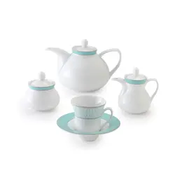 سرویس چینی زرین 6 نفره چای خوری ژانتی فیروزه ای (18 پارچه) - مدل جدید - تخفیف ویژه