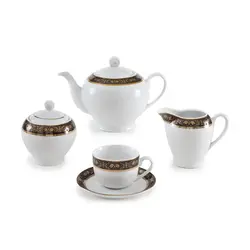 سرویس چینی زرین 6 نفره چای خوری میدنایت (17 پارچه) - مدل جدید - تخفیف ویژه