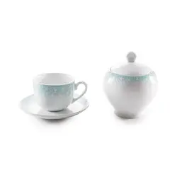 سرویس چینی زرین 6 نفره چای خوری ساکورا آبی (14 پارچه) - مدل جدید - تخفیف ویژه