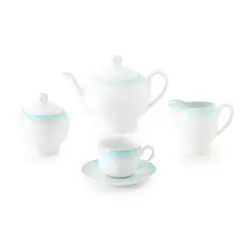 سرویس چینی زرین 6 نفره چای خوری ساکورا آبی (17 پارچه)